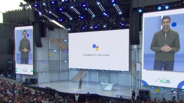 지난해 5월 8일 미국 샌프란시스코에서 구글 최고경영자 순다 피차이가 구글의 인공지능 비서 서비스 ‘구글 듀플렉스