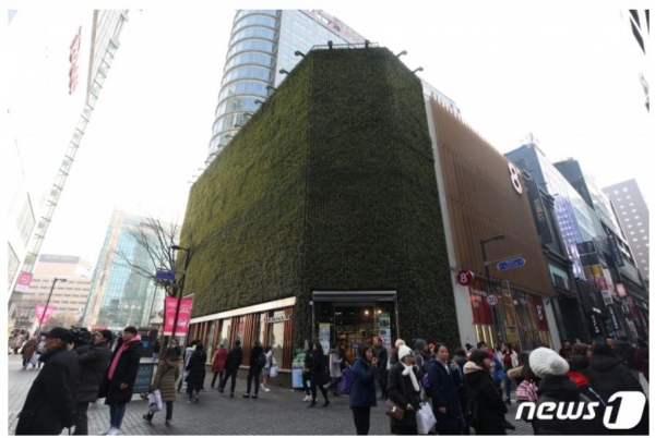 국토교통부에 따르면 전국 땅값 1위는 서울 중구 명동의 ‘네이처리퍼블릭 명동월드점’(169.3㎡)으로 m²당 올해 공시가격이 1억9,900만원이다. 사진=뉴스1