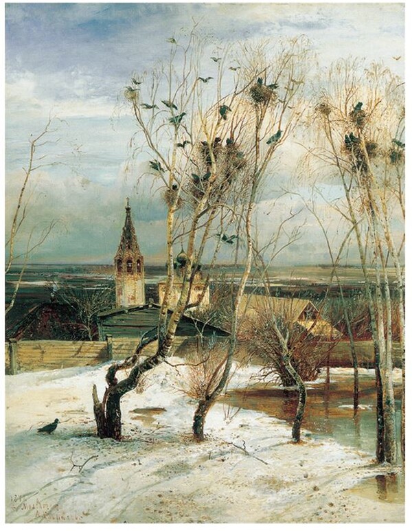 ‘까마귀 날아옴’, 1871년, 알렉세이 사브라소프(1830~1897),캔버스에 유채, 62×48.5cm, 트레차코프 미술관, 모스크바.