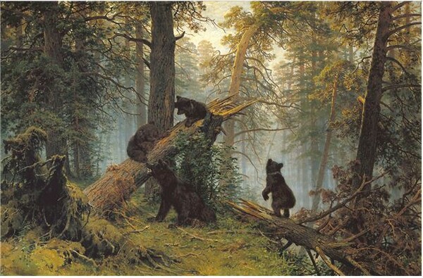’숲속의 아침‘, 1889년, 이반 쉬시킨(1832~1898), 캔버스에 유채, 139x213cm,트레차코프 미술관.