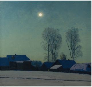 ‘달밤’ 1973년, 유리 쿠가츠(1917~2013) 카드보드에 유채, 70x75cm, 트베리 주 박물관