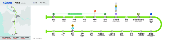 수도권전철 서해선이 오는 26일부터 일산역까지 운행한다. 서해안 노선도. 이미지=철도공
